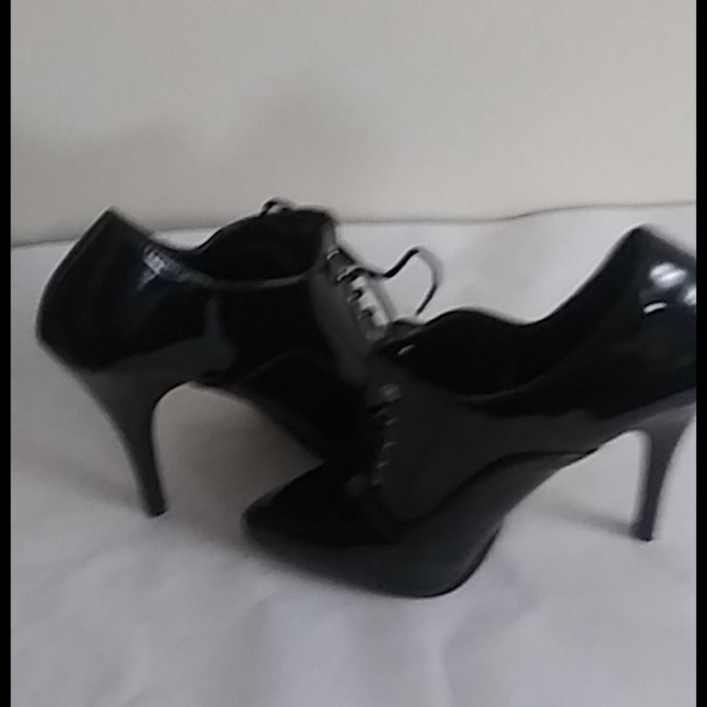 Ladies black lace up heels